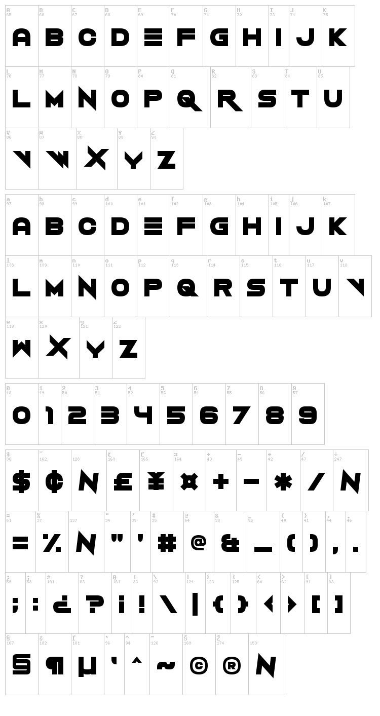 Vermin Vibes 2 Black font map
